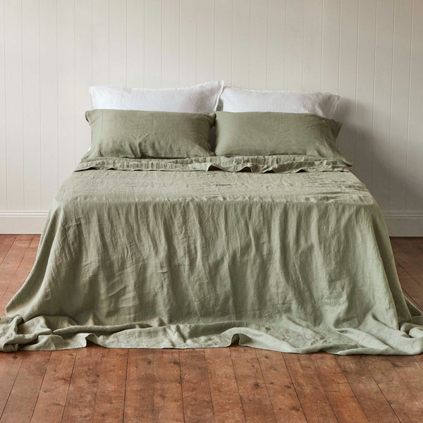 Pure Linen Flat Sheet-Cactus