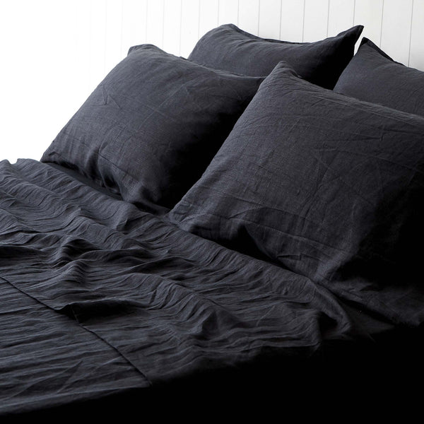 Pure Linen Quilt Cover Set - Darkest Hour