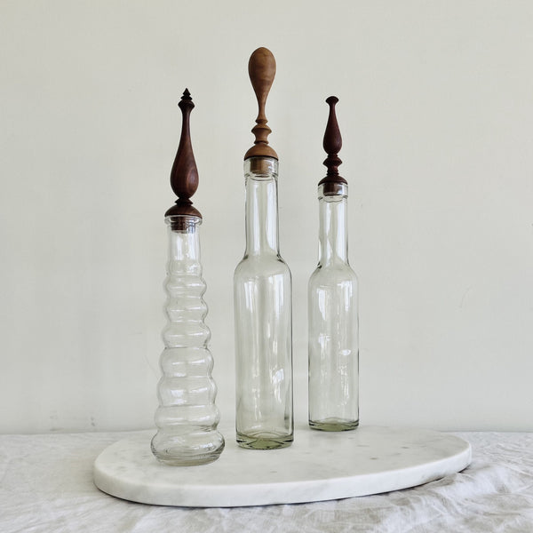 Large glass bottle with bespoke handcrafted wooden stopper