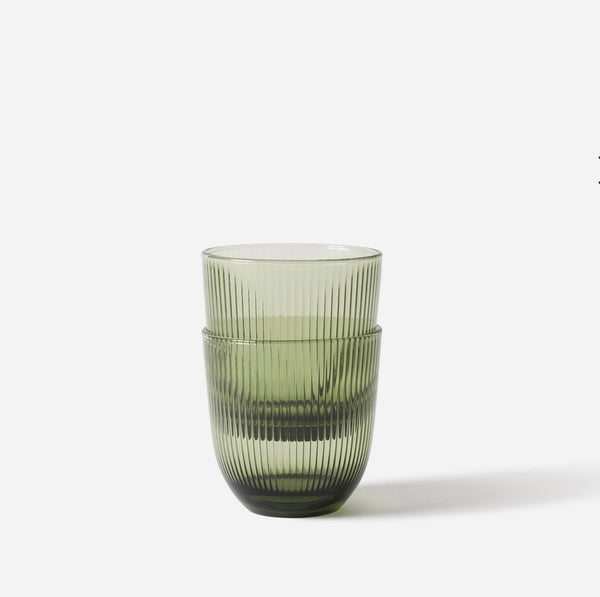 Ribbed Glass Tumbler (Set of 2) Clear, Smoke, Olive and Amber