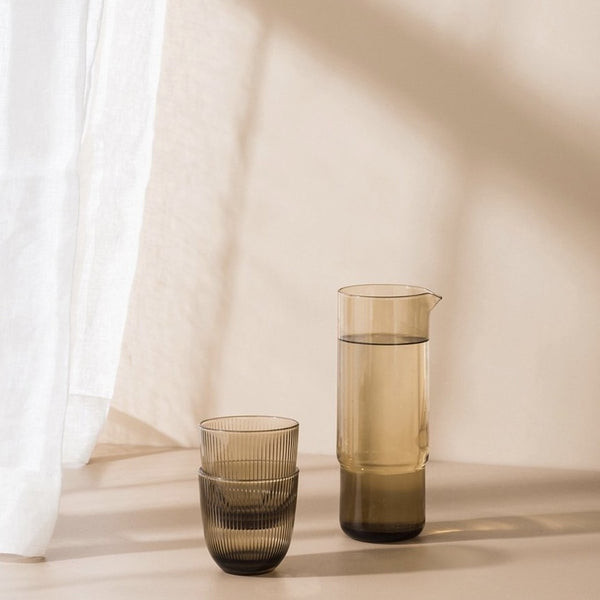 Ribbed Glass Tumbler (Set of 2) Clear, Smoke, Olive and Amber