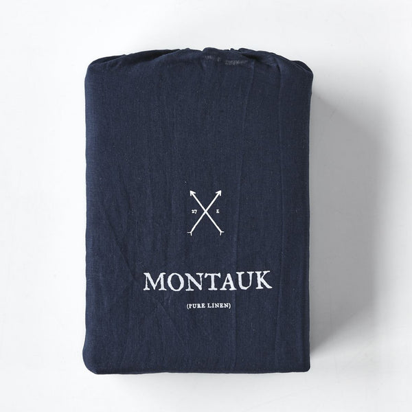 Pure Linen Fitted Sheet -Classic Navy