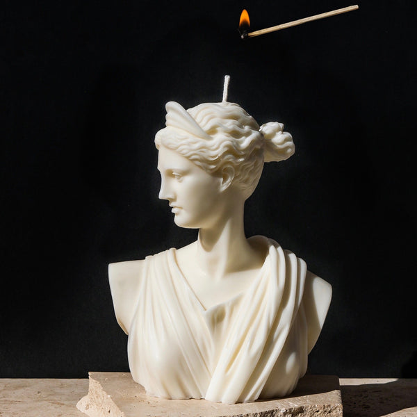 Artemis Bust Sculpture Candle by the Ancient Candle Co.