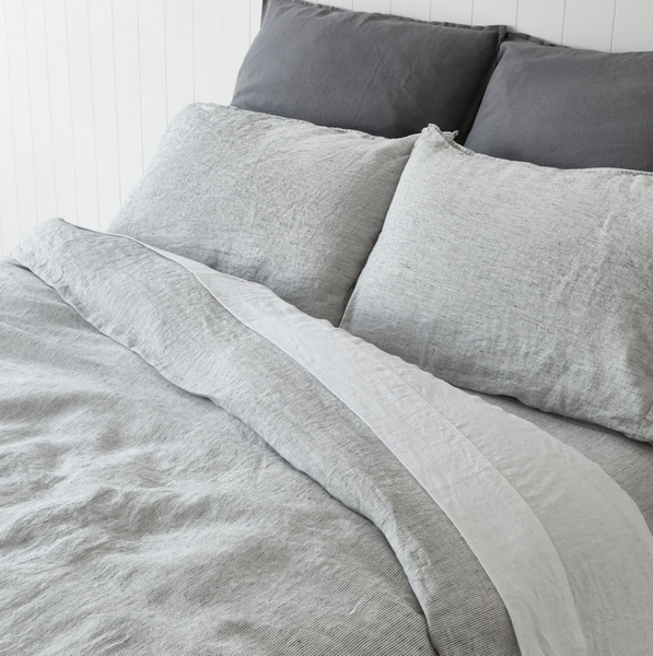 Pinstripe Pure Linen Quilt Cover