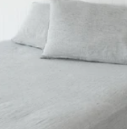 Pinstripe Pure Linen Sheet Set (1x Flat Sheet, 1x Fitted Sheet, 2x Pillowcases)