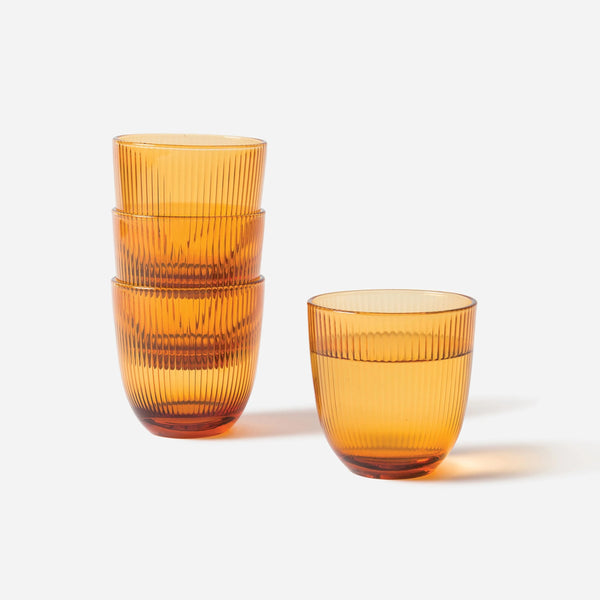 Ribbed Glass Tumbler (Set of 2) Clear, Smoke, Olive and Amber