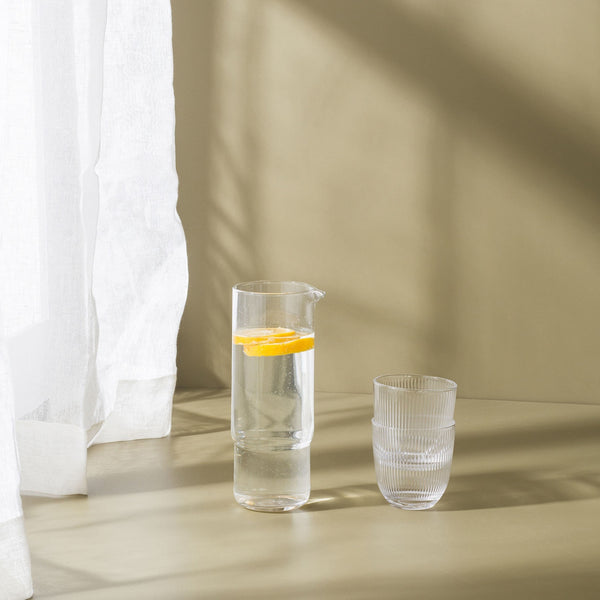 Ribbed Glass Tumbler (Set of 2) Clear, Smoke, Olive and Amber