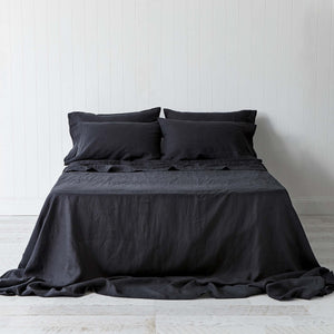 Pure Linen Quilt Cover Set - Darkest Hour