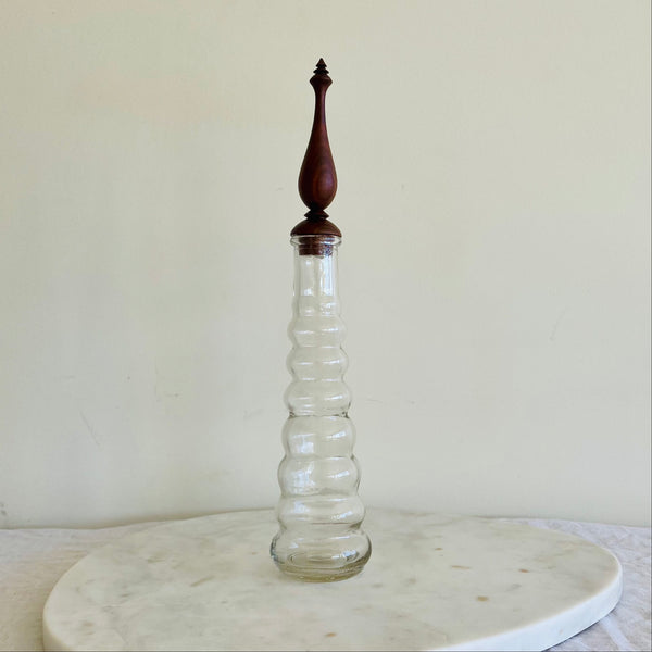 Large glass bottle with bespoke handcrafted wooden stopper