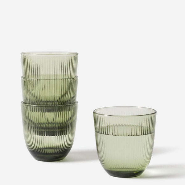 Ribbed Glass Tumbler (Set of 2) Clear, Smoke, Olive and Amber