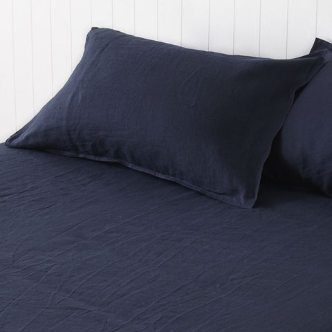 Pure Linen Pillowcases - Classic Navy