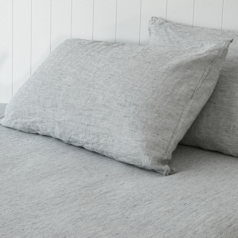 Pinstripe Pure Linen pillowcases (Sold as pair)