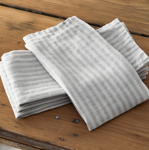 Misty Bay Stripe Linen Napkins (set of 4)