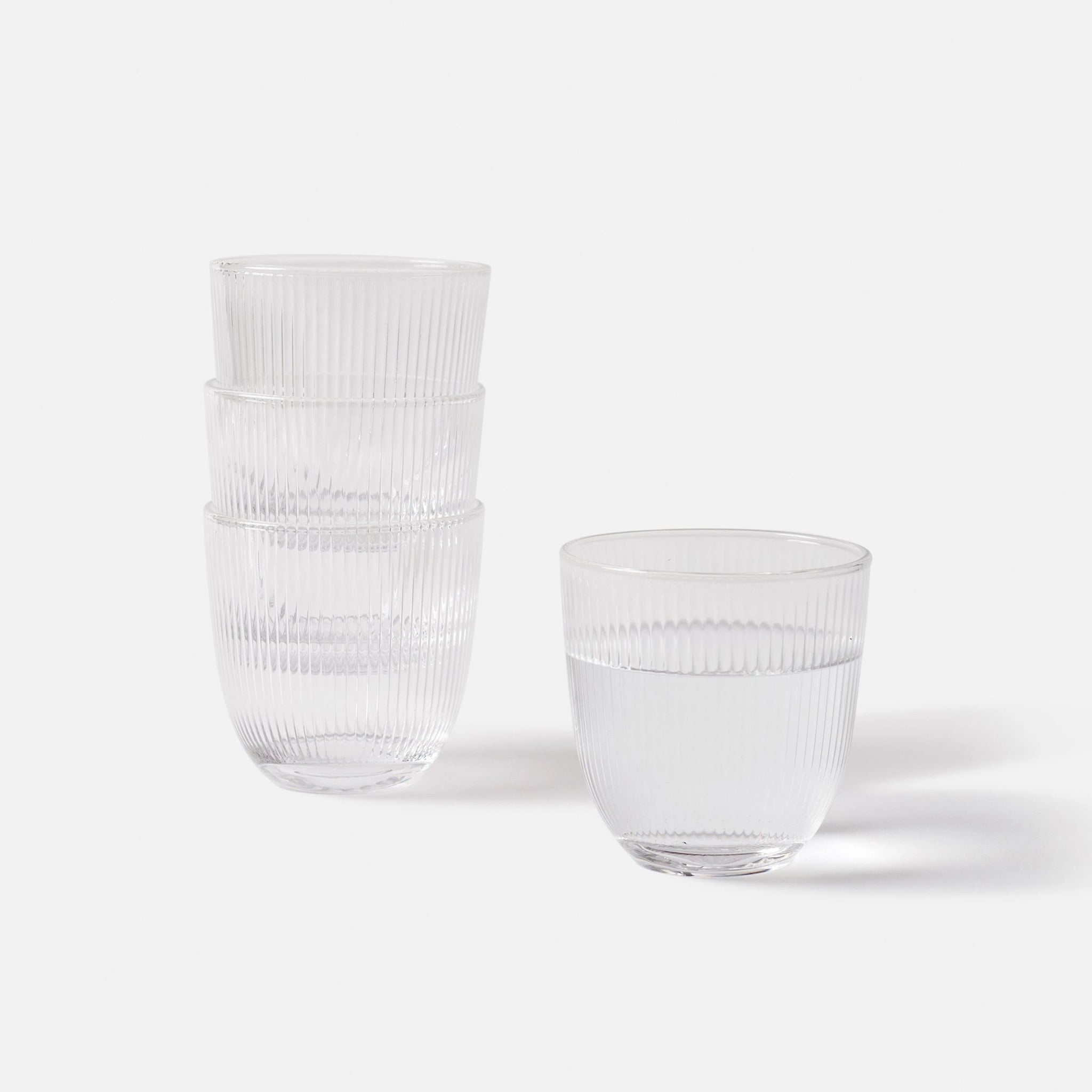 Ribbed clear glass tumbler