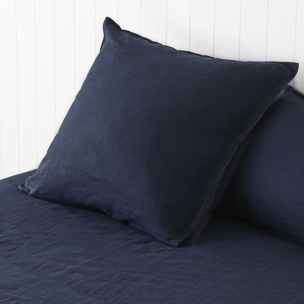 Pure Linen European Pillowcases-Classic Navy