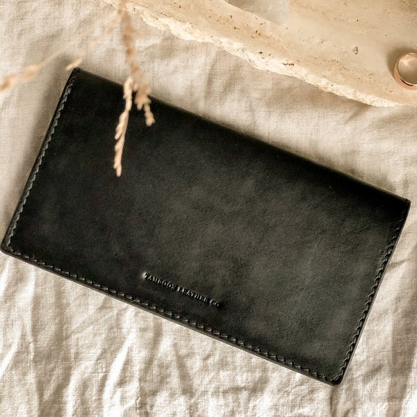leather handmade black wallet